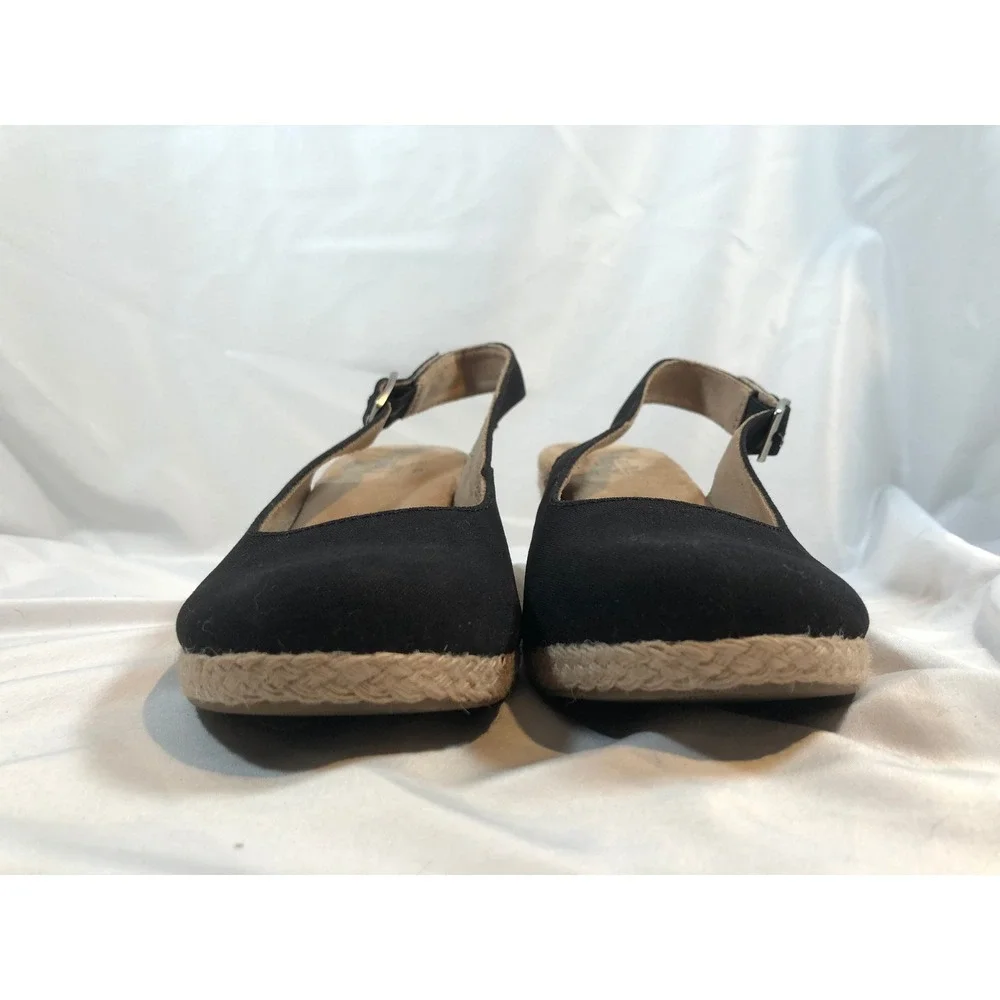 Croft & Barrow Black Espadrille Wedge‎ Sandals Slingback Tecomfort Womens 8.5 M